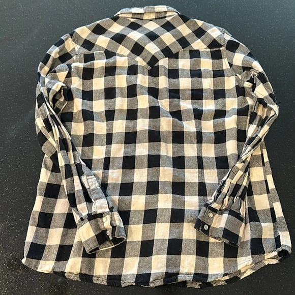 WRANGLER 100% Cotton Black and Tan Flannel Shirt with pearl snaps Size Large - Picture 7 of 7